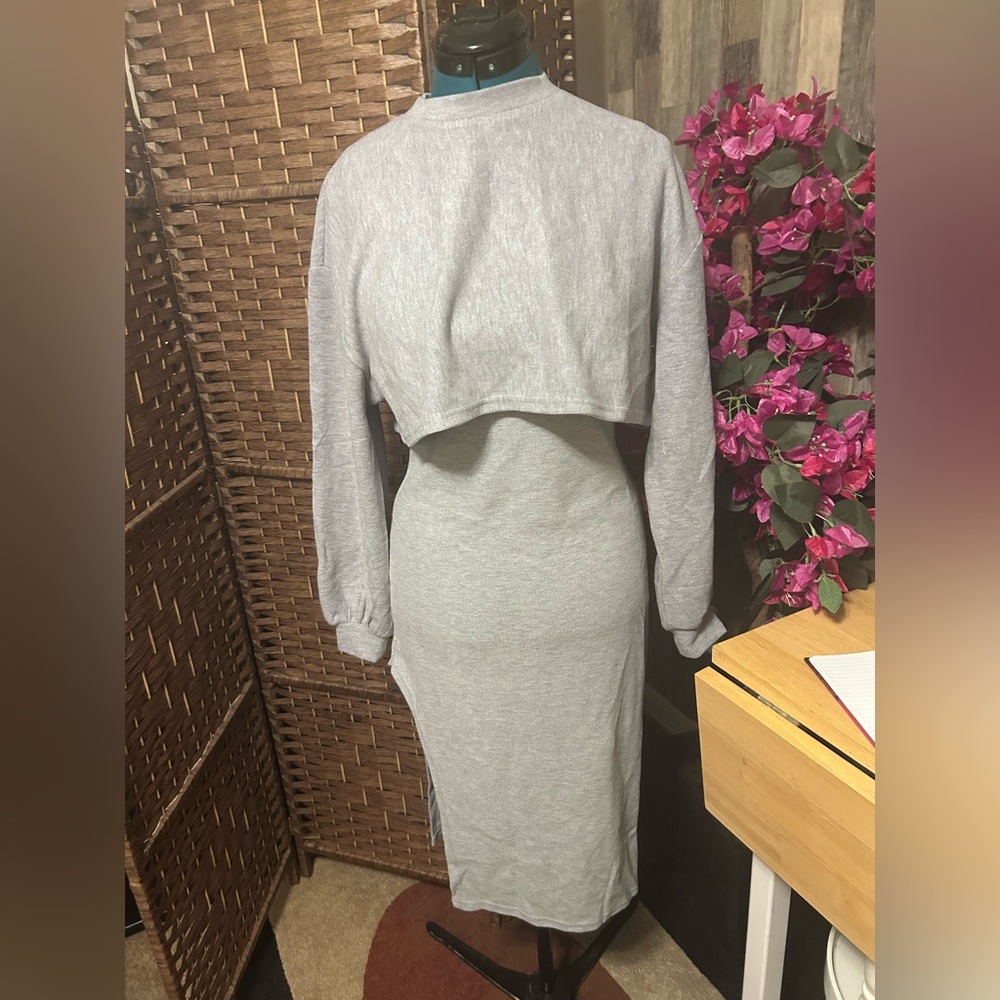 Grey dress with cropped top